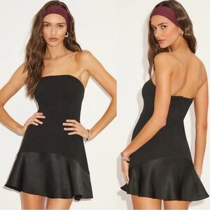 NWT LULU’S Black Strapless Satin Bottom A-line Dress XS
